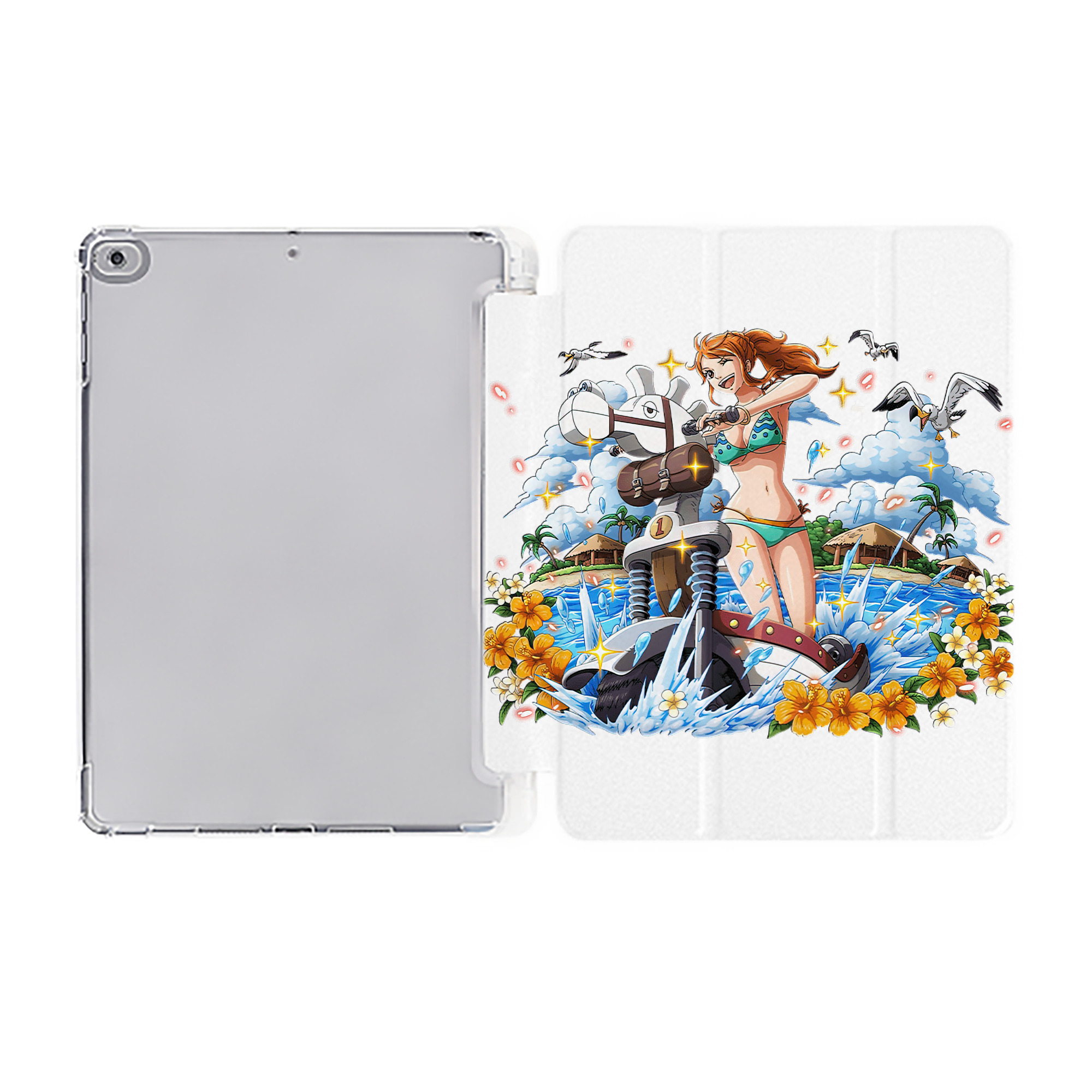 （画像用） ワンピース ナミ ONE PIECE Nami IPad ケース ペン収納付き 三つ折りスタンド PUレザー×シリコン 対応機種9.5/10.5/10.9インチ